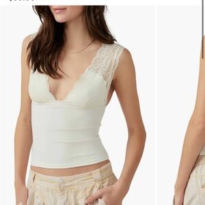 Power Pay Lace Trim Camisole
Free People lg cream